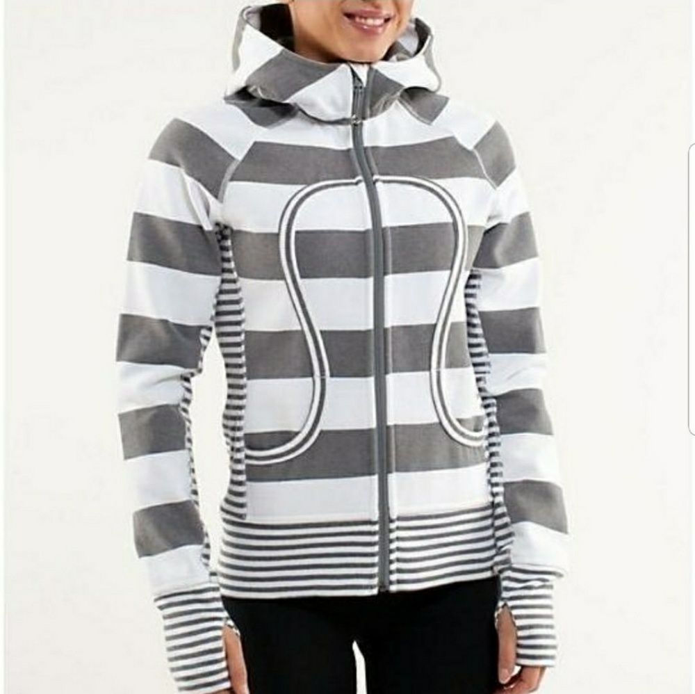 Lululemon Scuba Flower Hoodie Grey White Stripe